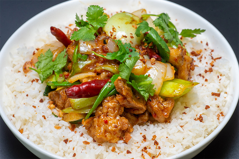 Szechuan Chicken dish served at our Shrimp Pad Thai restaurant near Barclay-Kingston, Cherry Hill.